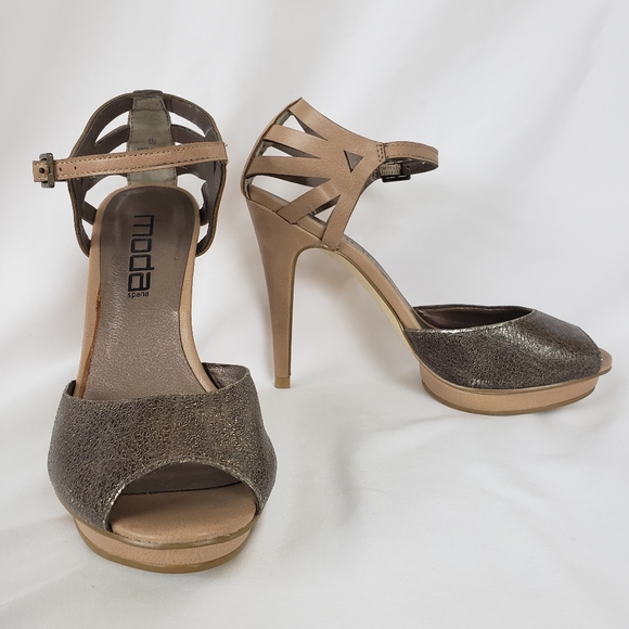 Moda Open Toe Metallic Cage Platform Hee… - Picture 10 of 13